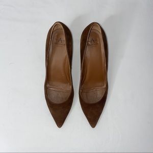 AQUATALIA Expresso Brown Suede Pointed-Toe Heels